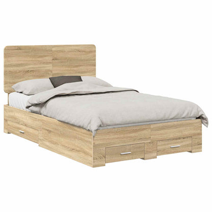 Bed Frame with Drawer Sonoma Oak 135 x 190 cm Engineered Wood