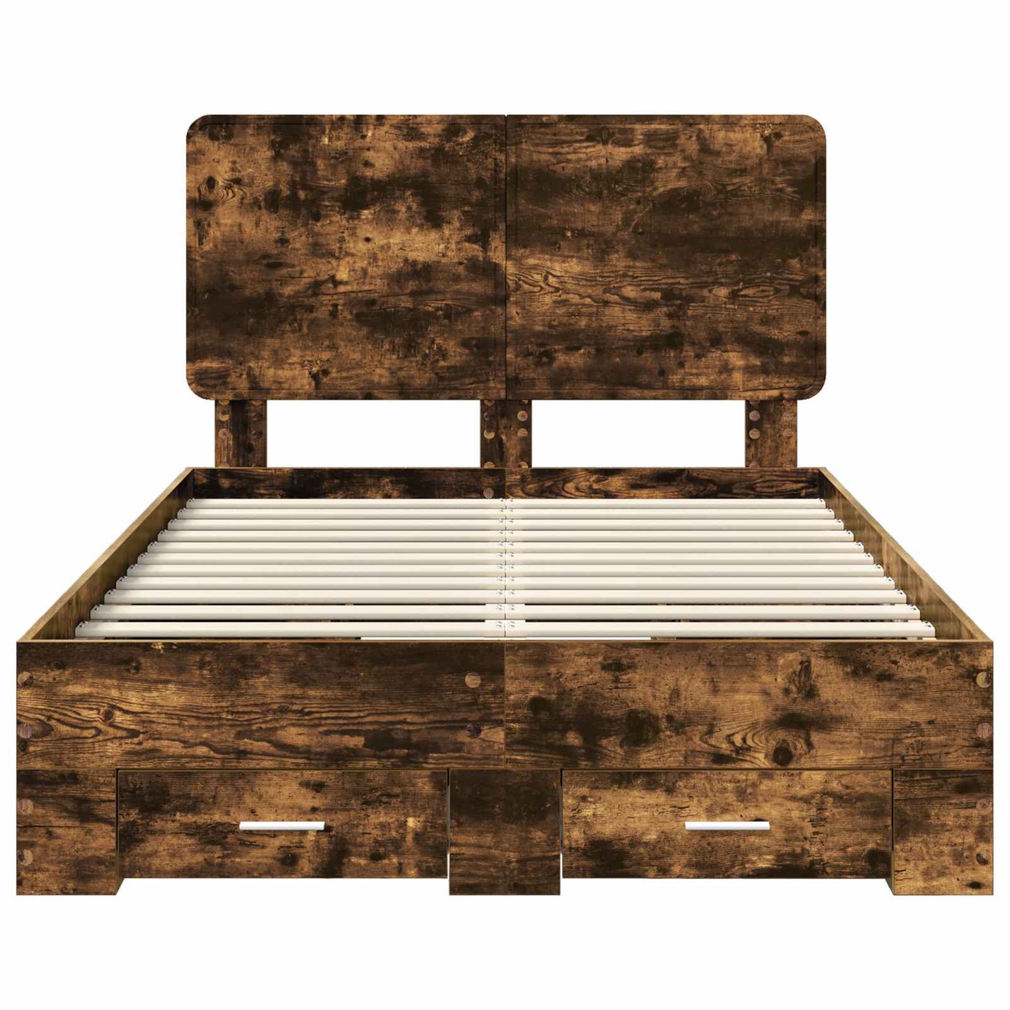 Bed Frame with Drawer Smoked Oak 135 x 190 cm Engineered Wood