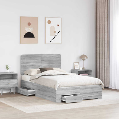 Bed Frame with Drawer Grey Sonoma 120 x 200 cm Engineered Wood