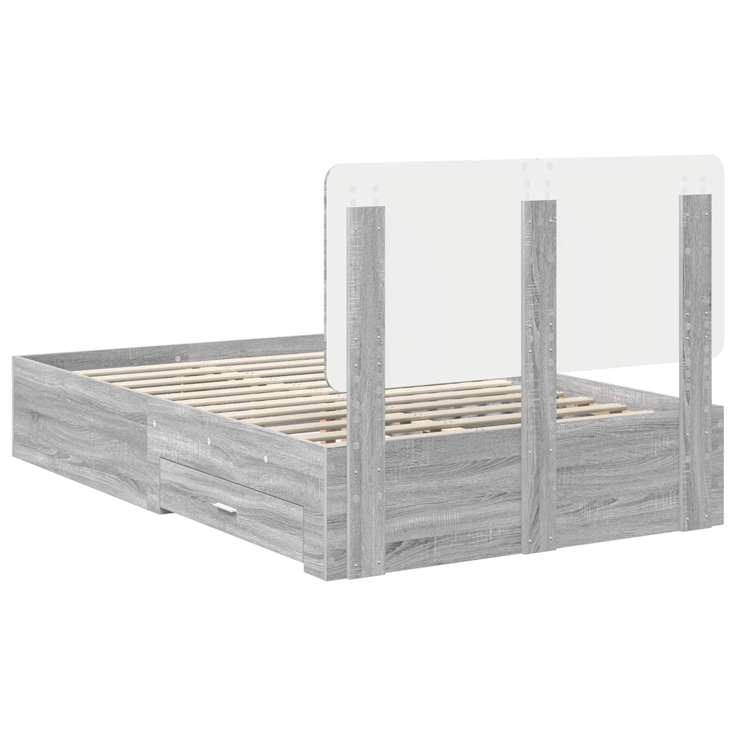 Bed Frame with Drawer Grey Sonoma 120 x 200 cm Engineered Wood