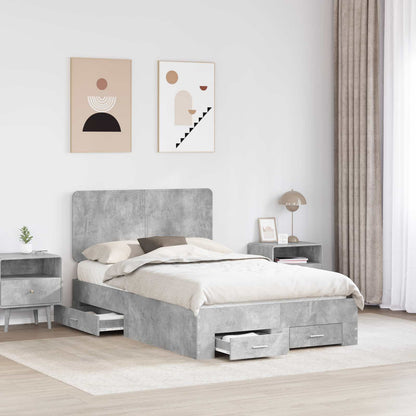 Bed Frame Concrete Grey 120 x 190 cm Engineered Wood