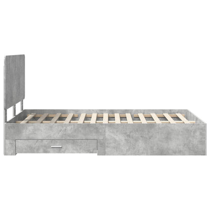 Bed Frame Concrete Grey 120 x 190 cm Engineered Wood