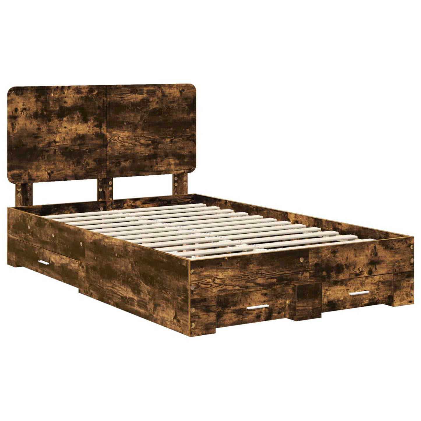 Bed Frame with Drawer Smoked Oak 120 x 190 cm Engineered Wood