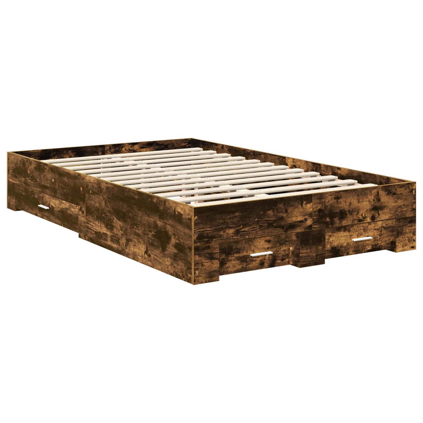 Bed Frame with Drawer Smoked Oak 120 x 190 cm Engineered Wood