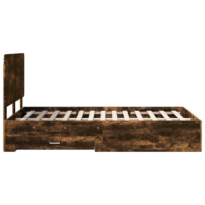 Bed Frame with Drawer Smoked Oak 120 x 190 cm Engineered Wood
