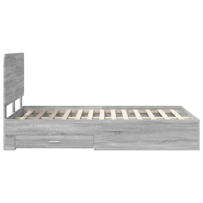 Bed Frame with Drawer Grey Sonoma 120 x 190 cm Engineered Wood