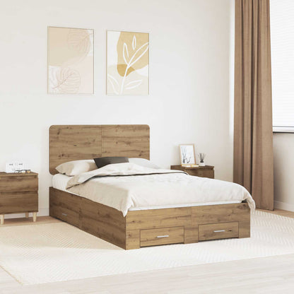 Bed Frame with Drawer Artisan Oak 120 x 190 cm Engineered Wood