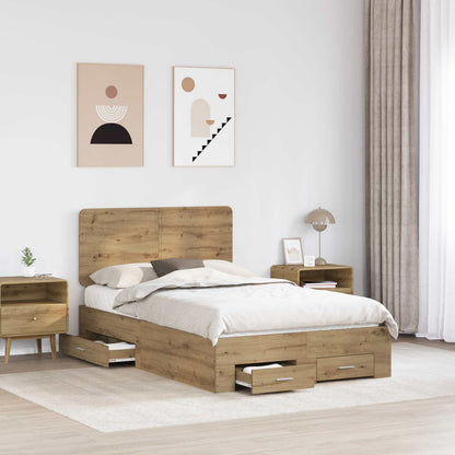 Bed Frame with Drawer Artisan Oak 120 x 190 cm Engineered Wood