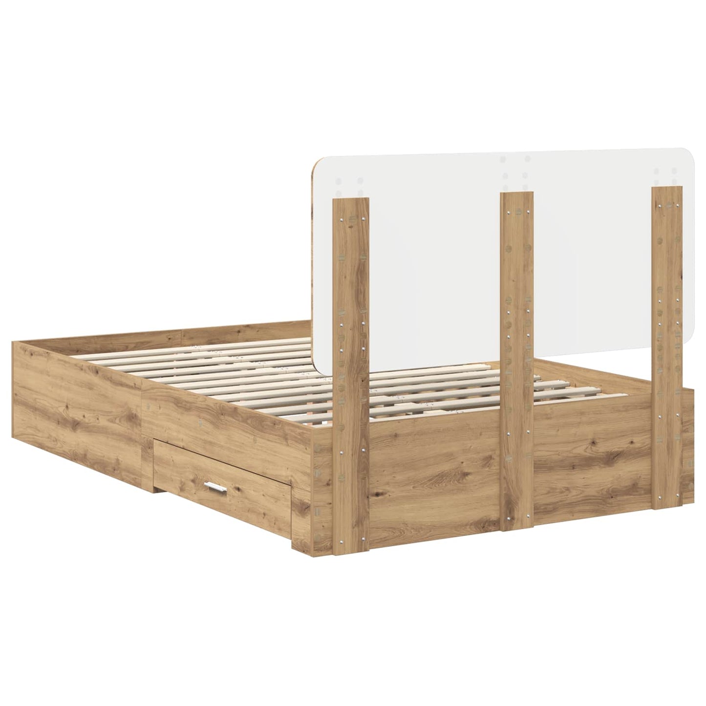 Bed Frame with Drawer Artisan Oak 120 x 190 cm Engineered Wood