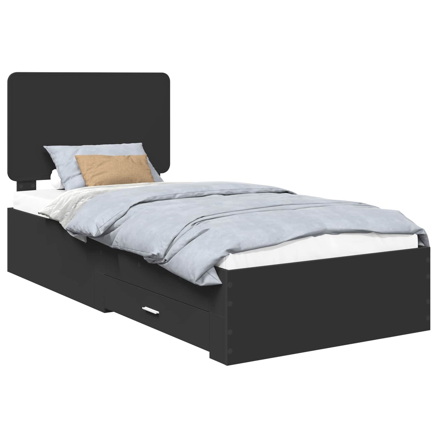 Bed Frame with Headboard Black 100 x 200 cm Engineered Wood