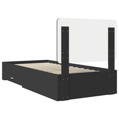 Bed Frame with Headboard Black 100 x 200 cm Engineered Wood