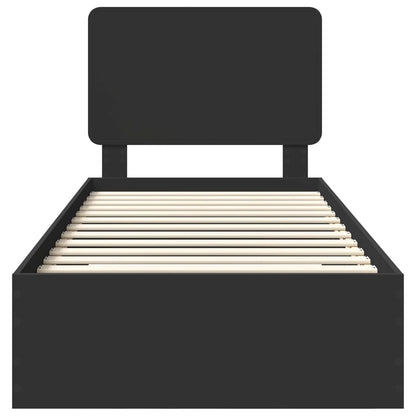 Bed Frame with Headboard Black 100 x 200 cm Engineered Wood