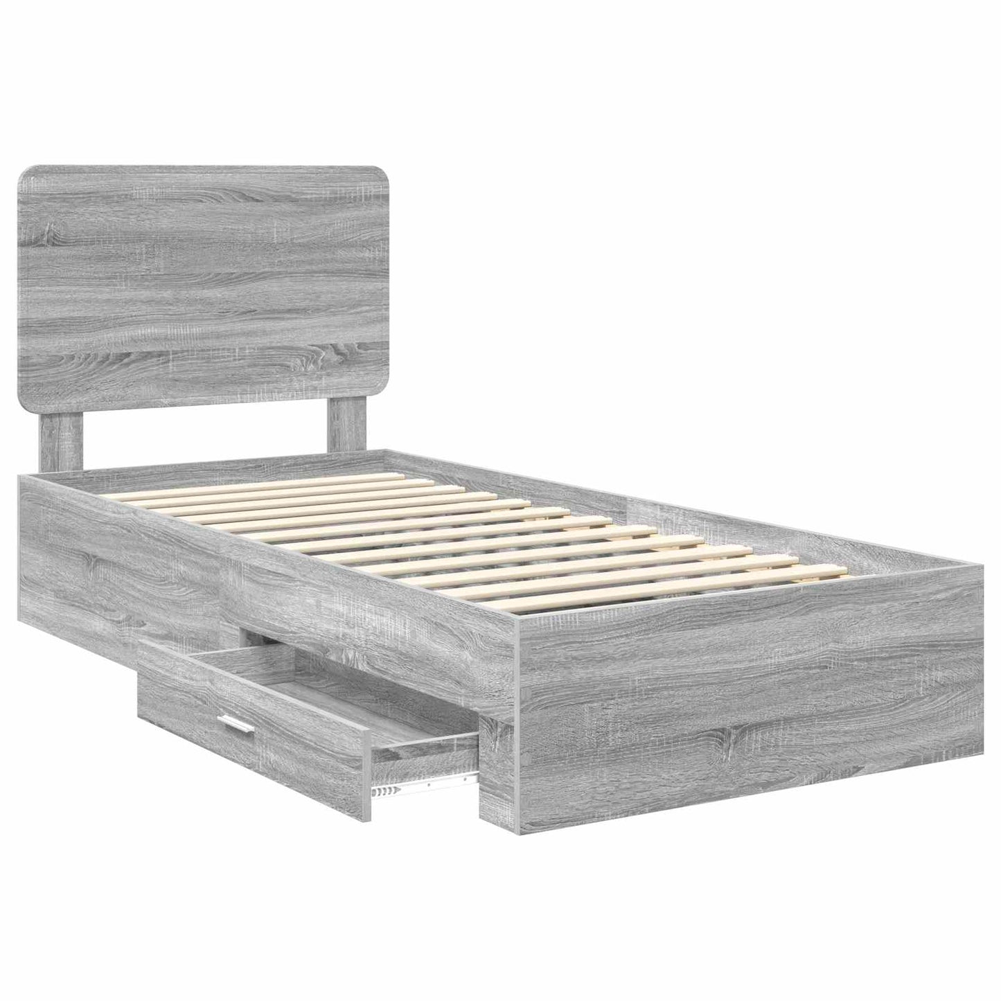 Bed Frame with Drawer Grey Sonoma 100 x 200 cm Engineered Wood