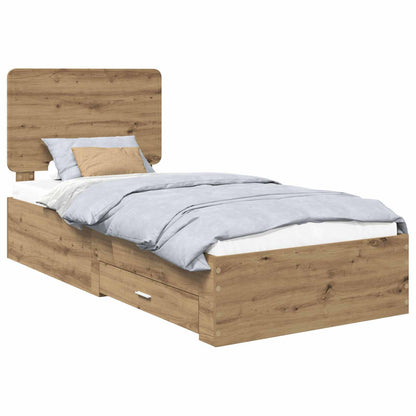Bed Frame with Drawer Artisan Oak 100 x 200 cm Engineered Wood