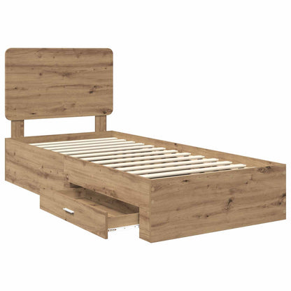 Bed Frame with Drawer Artisan Oak 100 x 200 cm Engineered Wood