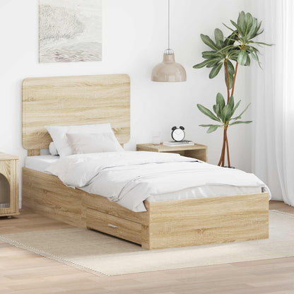 Bed Frame with Headboard Sonoma Oak 90 x 200 cm Engineered Wood