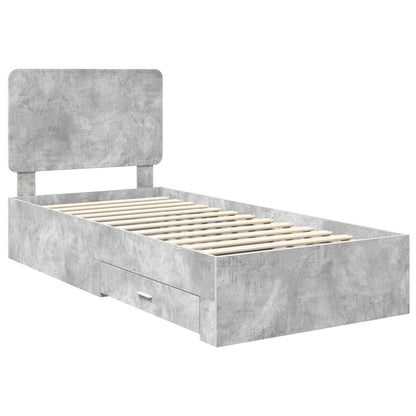 Bed Frame with Drawer Concrete Grey 90 x 200 cm Engineered Wood