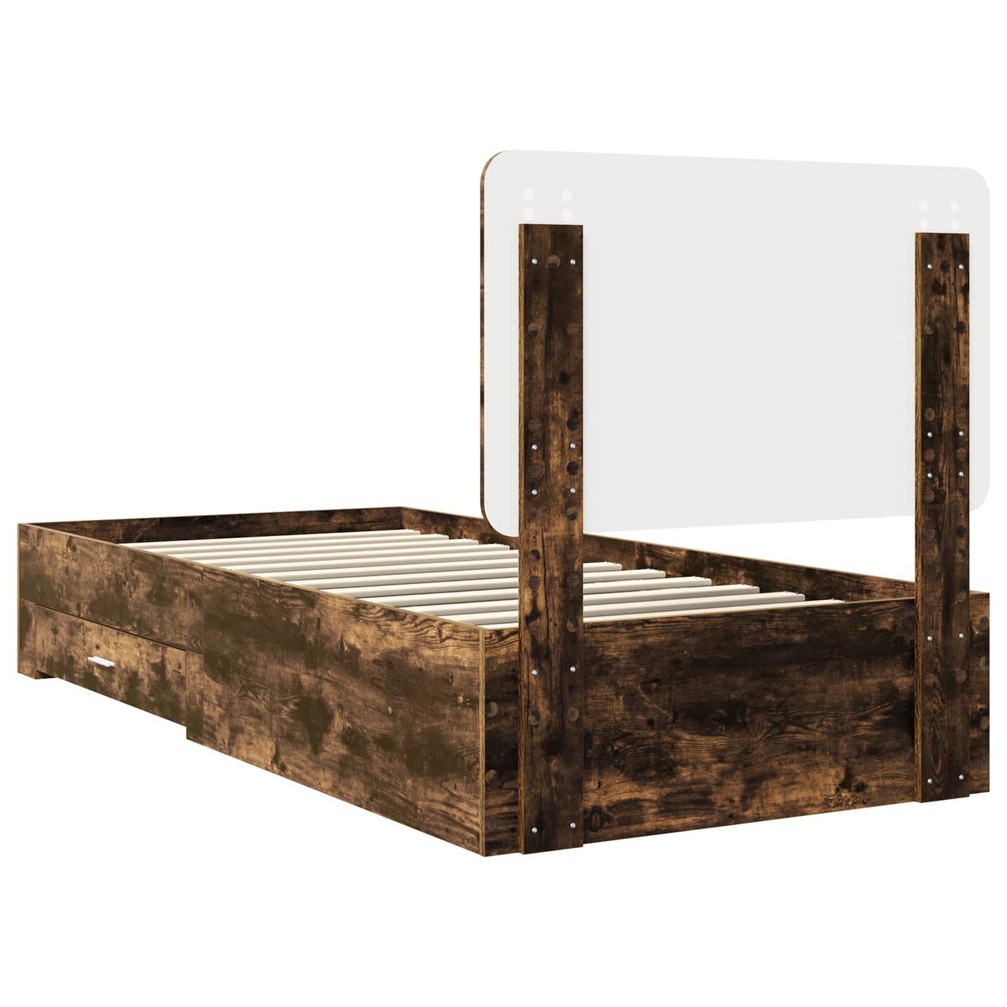 Bed Frame with Headboard Smoked Oak 90 x 200 cm Engineered Wood
