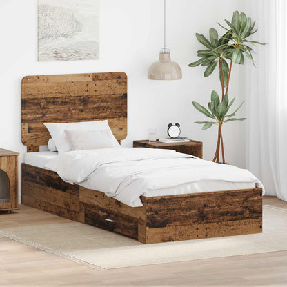 Bed Frame with Headboard Old Wood 90 x 200 cm Engineered Wood