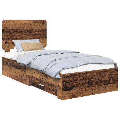 Bed Frame with Headboard Old Wood 90 x 200 cm Engineered Wood