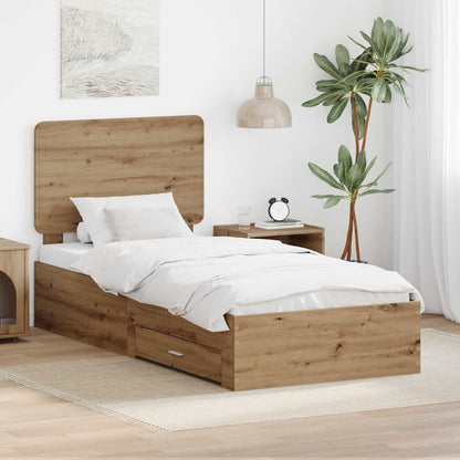 Bed Frame with Drawer Artisan Oak 90 x 200 cm Engineered Wood