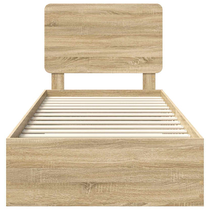 Bed Frame with Headboard Sonoma Oak 90 x 190 cm Engineered Wood