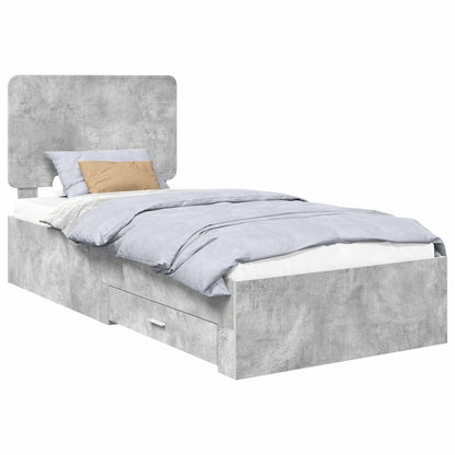 Bed Frame with Drawer Concrete Grey 90 x 190 cm Engineered Wood