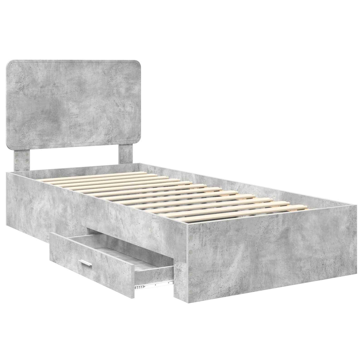 Bed Frame with Drawer Concrete Grey 90 x 190 cm Engineered Wood