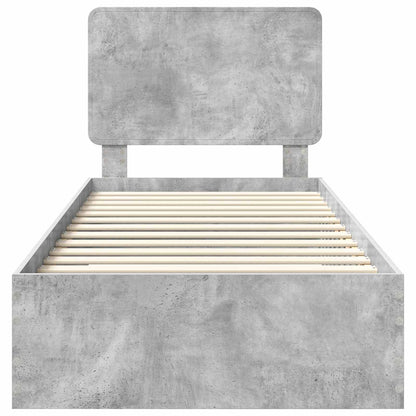 Bed Frame with Drawer Concrete Grey 90 x 190 cm Engineered Wood