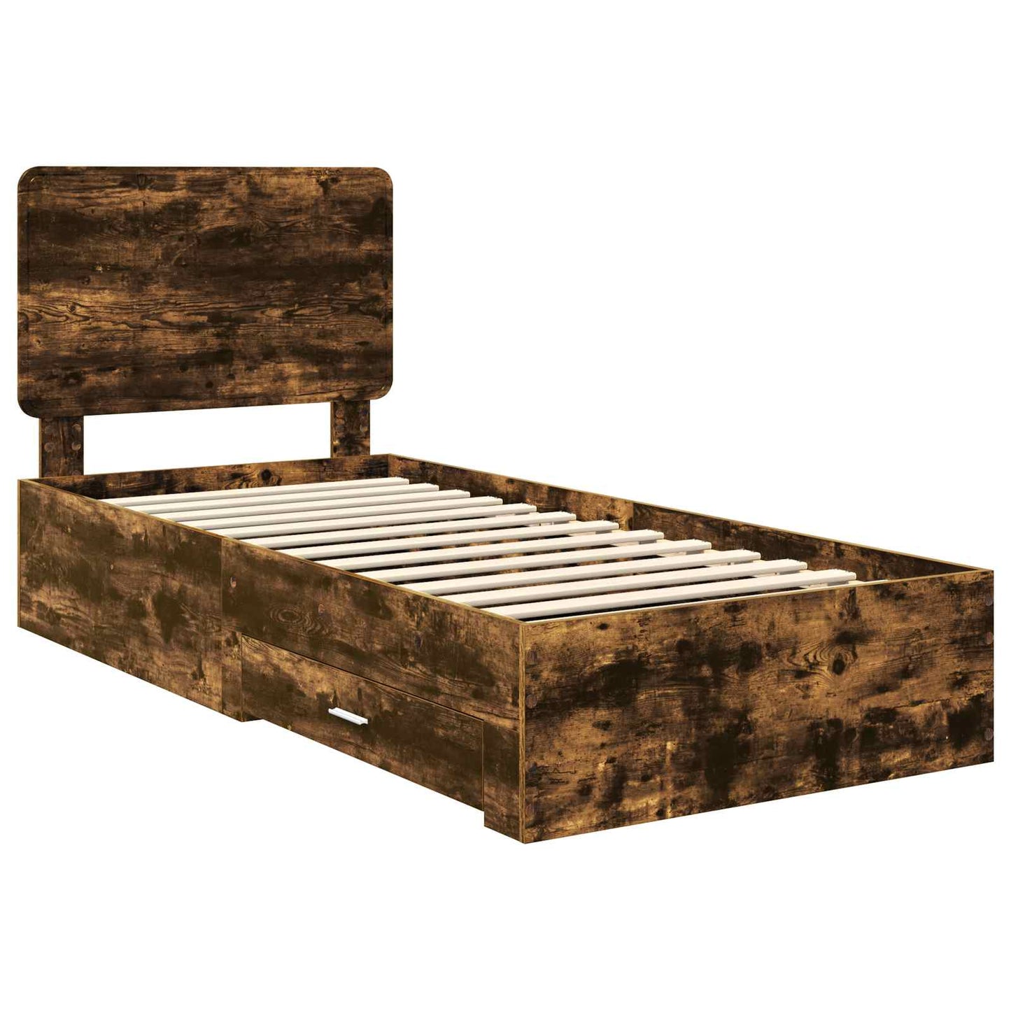 Bed Frame with Headboard Smoked Oak 90 x 190 cm Engineered Wood