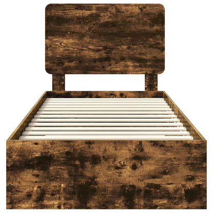Bed Frame with Headboard Smoked Oak 90 x 190 cm Engineered Wood