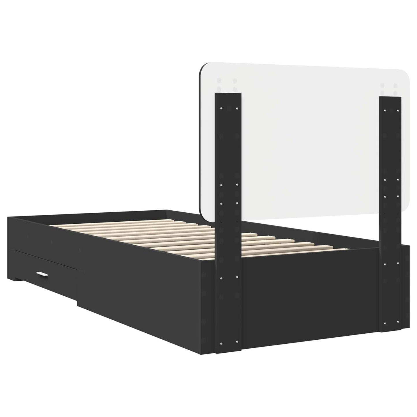Bed Frame with Headboard Black 75 x 190 cm Engineered Wood