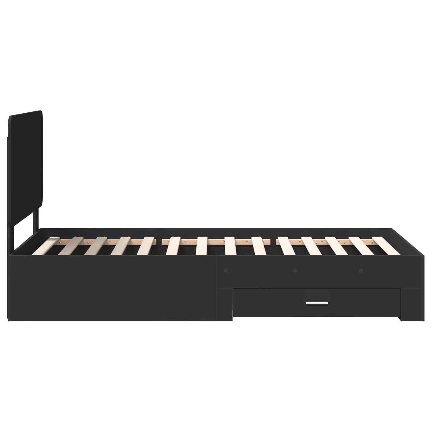 Bed Frame with Headboard Black 75 x 190 cm Engineered Wood