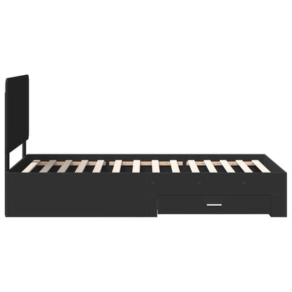 Bed Frame with Headboard Black 75 x 190 cm Engineered Wood