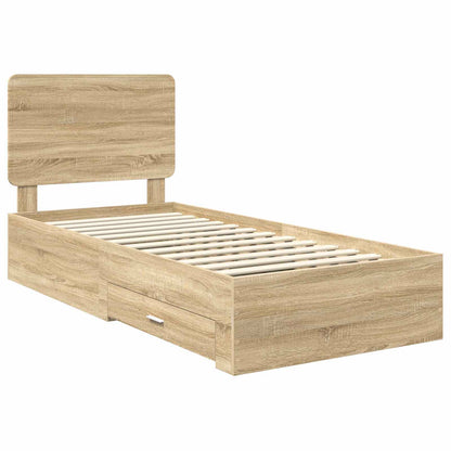 Bed Frame with Headboard Sonoma Oak 75 x 190 cm Engineered Wood
