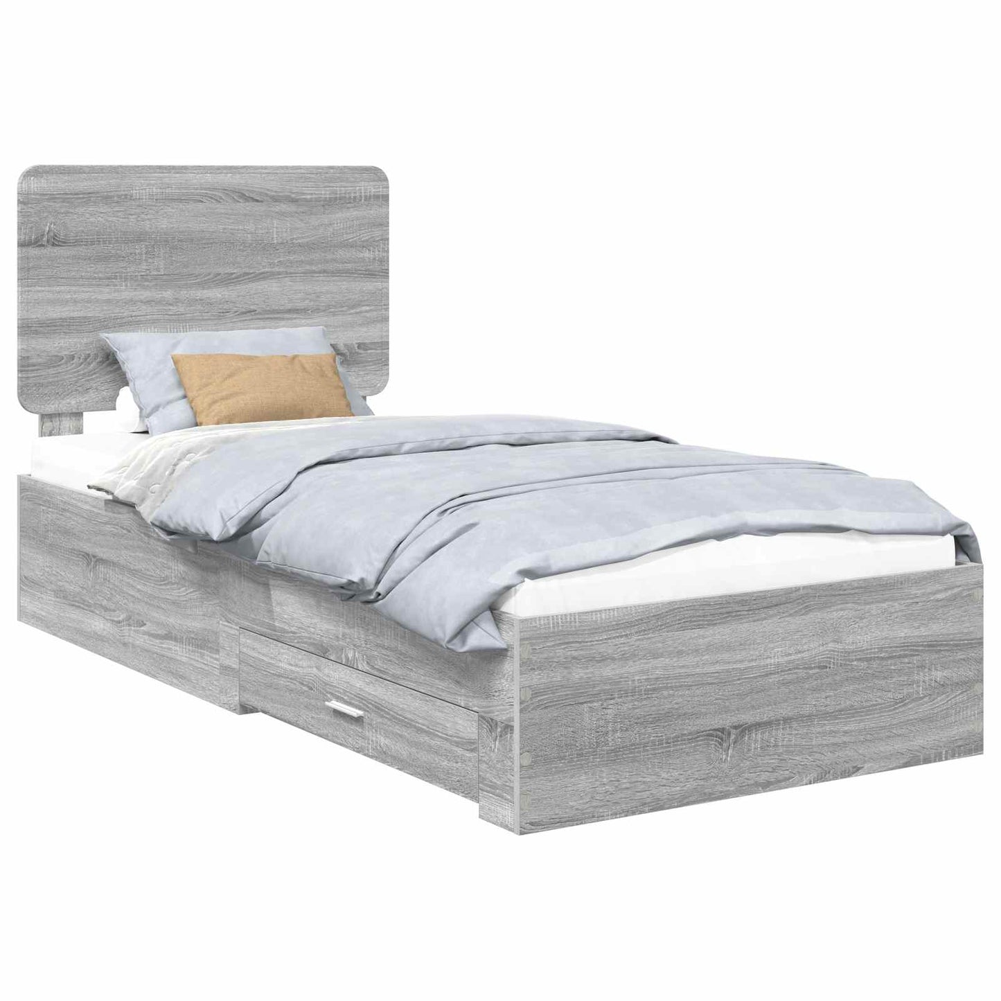 Bed Frame with Drawer Grey Sonoma 75 x 190 cm Engineered Wood