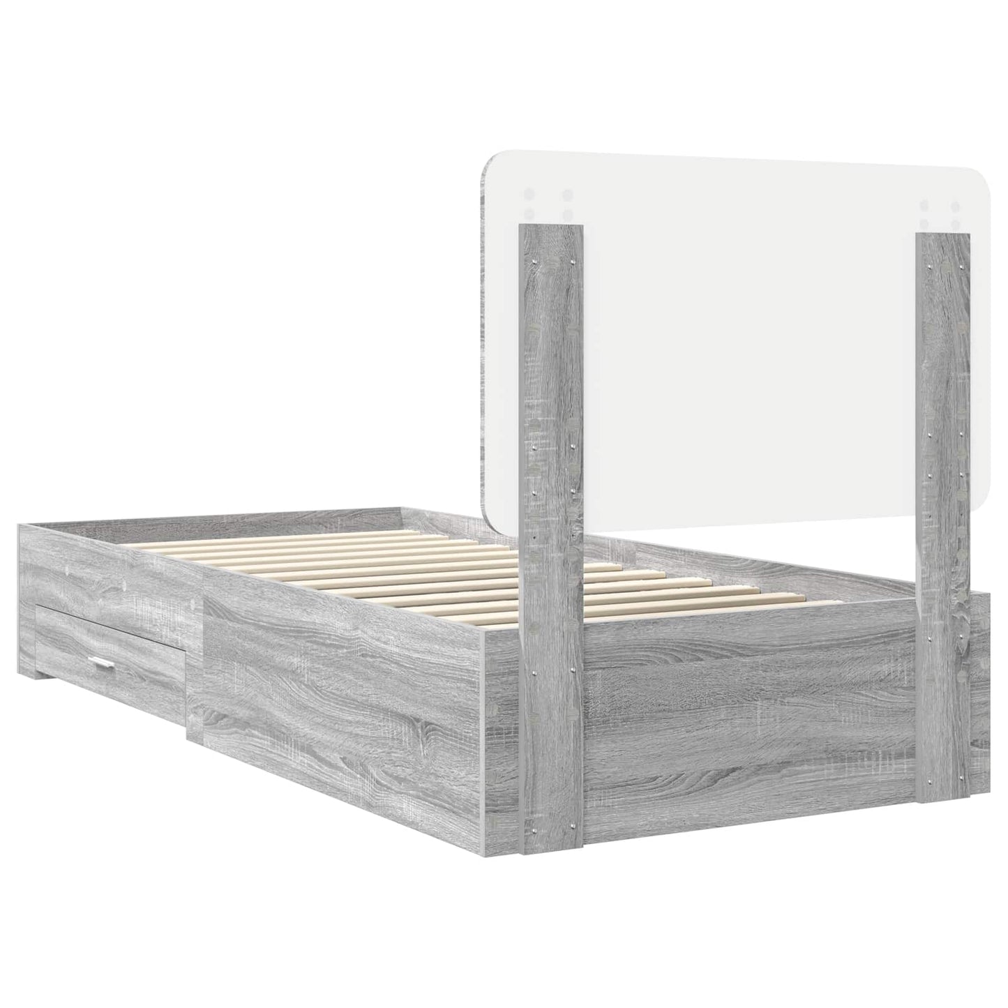 Bed Frame with Drawer Grey Sonoma 75 x 190 cm Engineered Wood