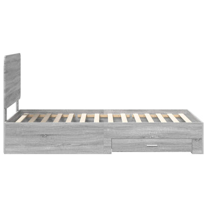 Bed Frame with Drawer Grey Sonoma 75 x 190 cm Engineered Wood