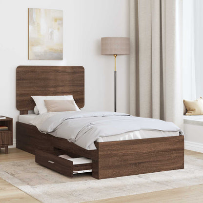 Bed Frame with Headboard Brown Oak 75 x 190 cm Engineered Wood