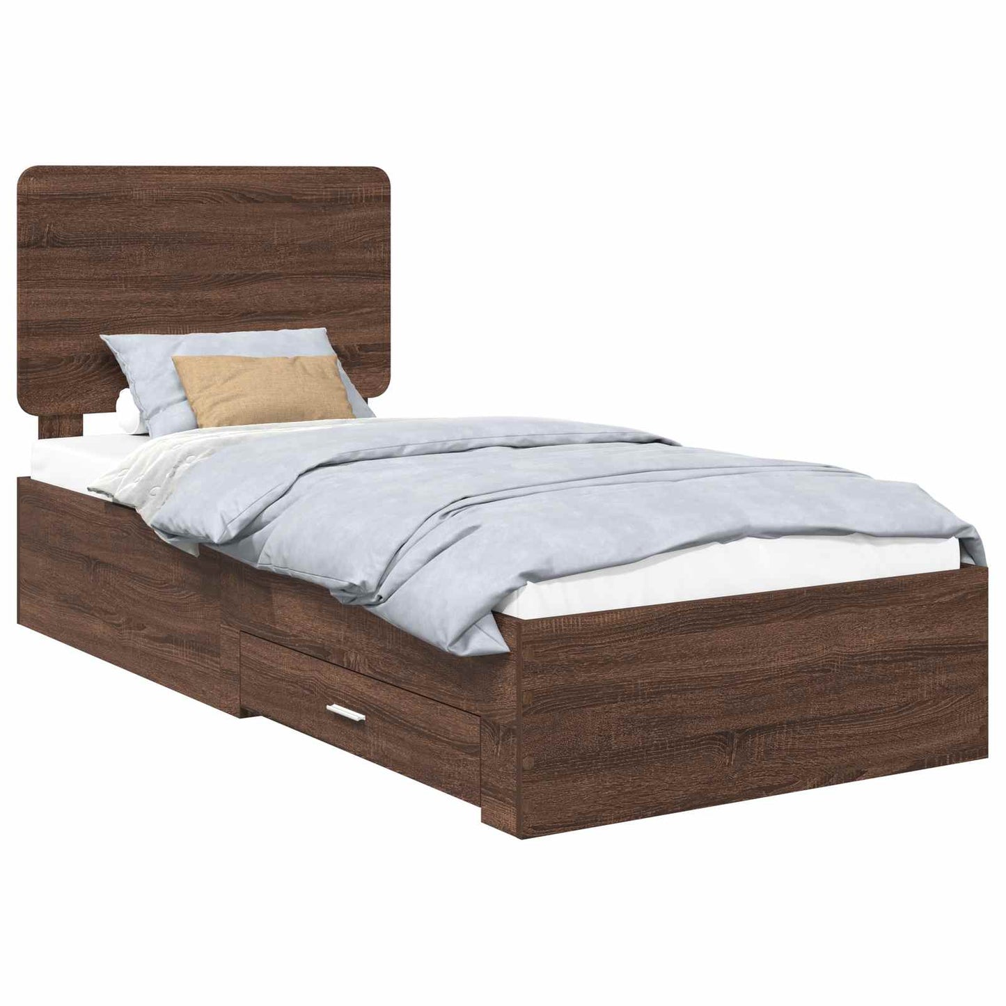 Bed Frame with Headboard Brown Oak 75 x 190 cm Engineered Wood