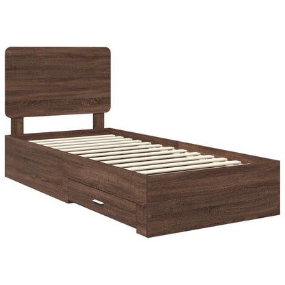 Bed Frame with Headboard Brown Oak 75 x 190 cm Engineered Wood