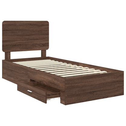Bed Frame with Headboard Brown Oak 75 x 190 cm Engineered Wood