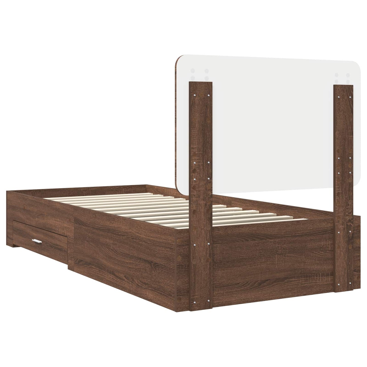 Bed Frame with Headboard Brown Oak 75 x 190 cm Engineered Wood
