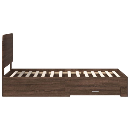Bed Frame with Headboard Brown Oak 75 x 190 cm Engineered Wood