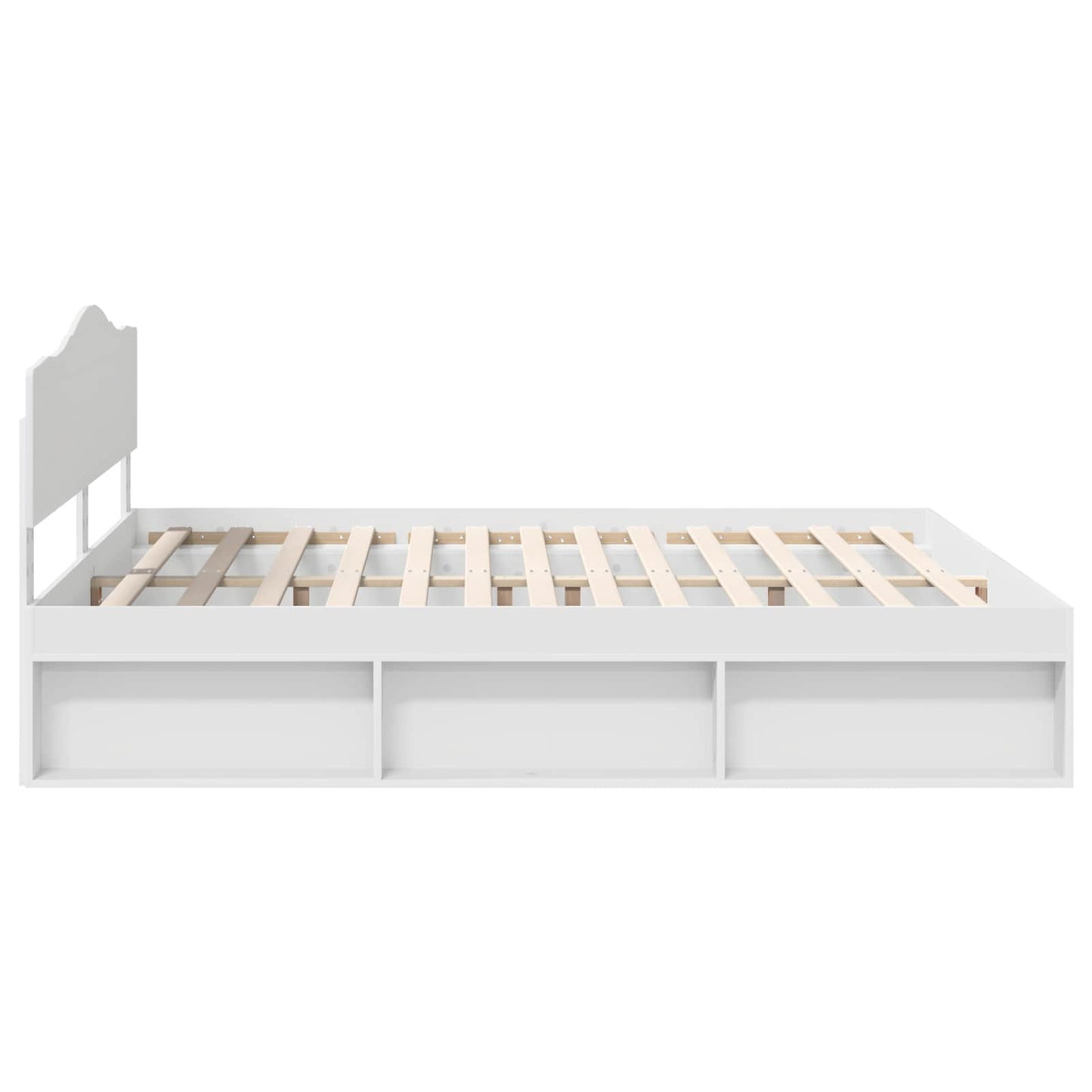 Bed Frame with Headboard White 200 x 200 cm Solid Pine Wood