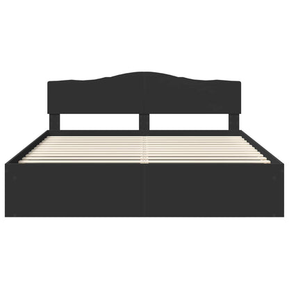 Bed Frame with Headboard Black 200 x 200 cm Solid Pine Wood