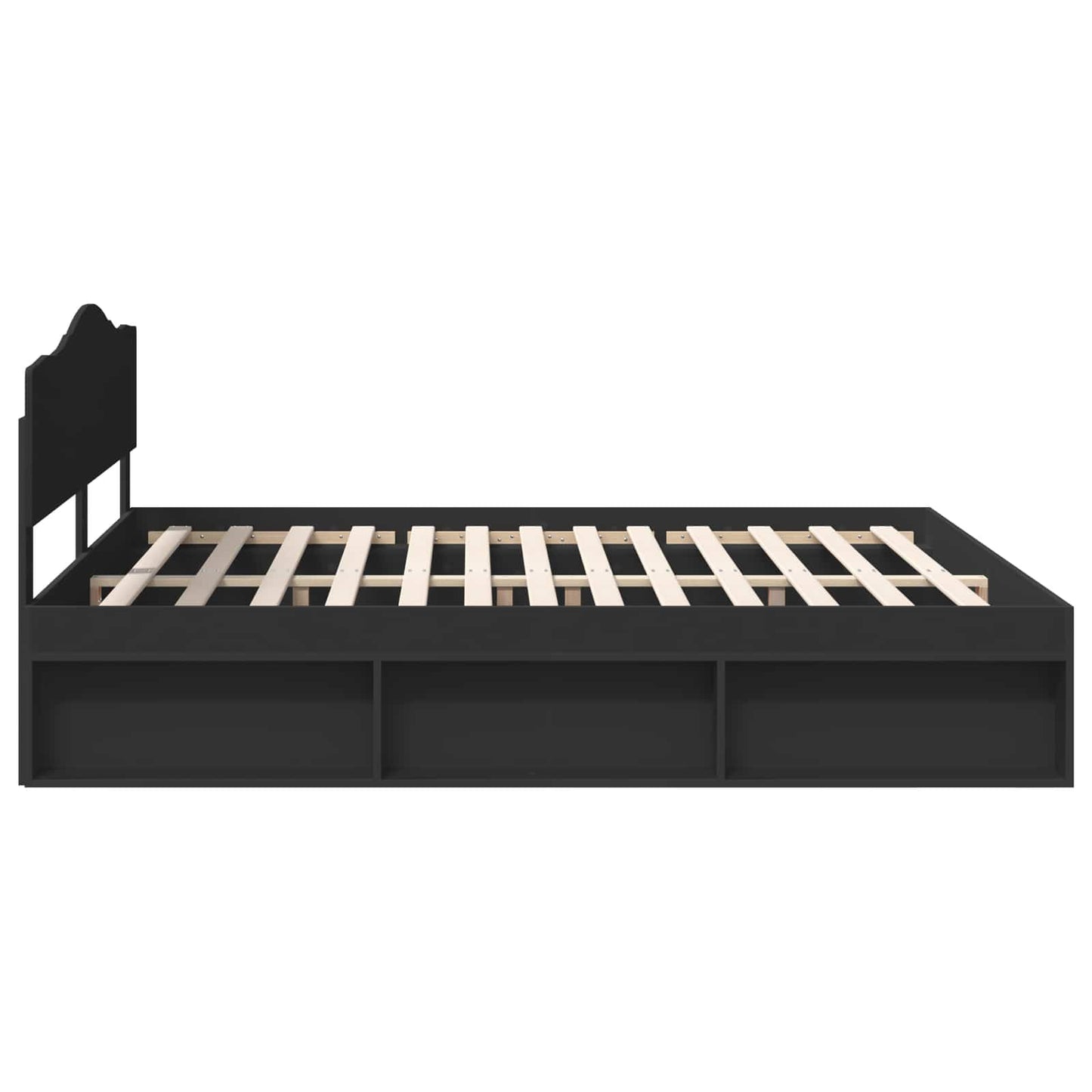 Bed Frame with Headboard Black 200 x 200 cm Solid Pine Wood