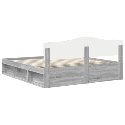 Bed Frame Grey Sonoma 200 x 200 cm Solid Pine Wood