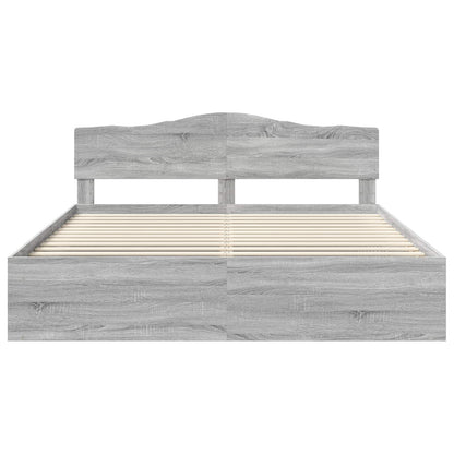 Bed Frame Grey Sonoma 200 x 200 cm Solid Pine Wood