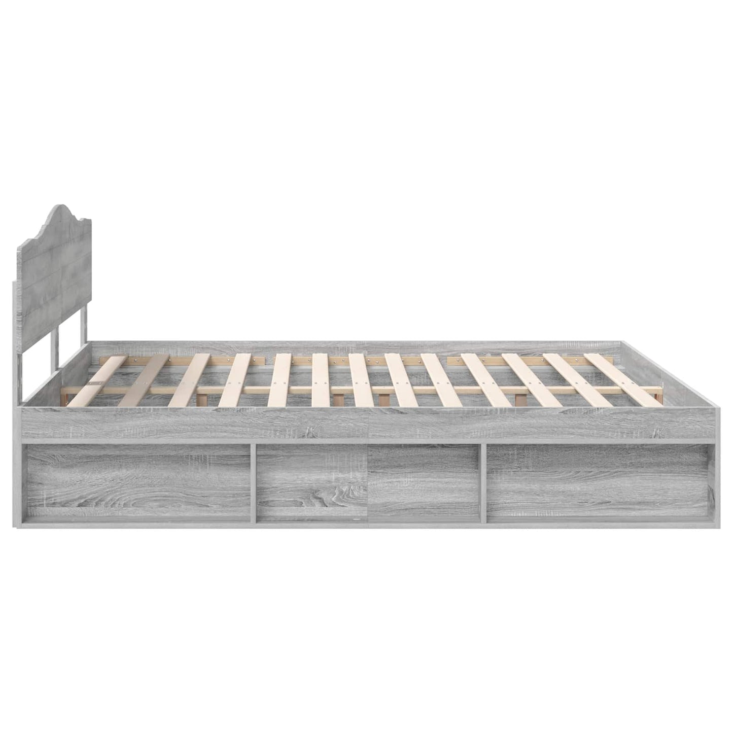 Bed Frame Grey Sonoma 200 x 200 cm Solid Pine Wood